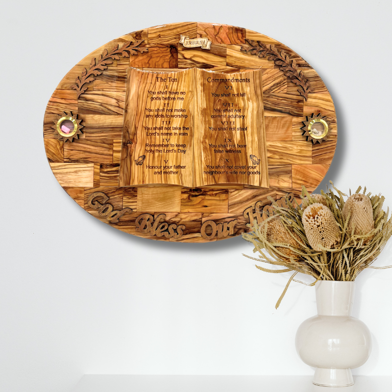 God Bless Our Home Ten Commandments Plaque - 16"x12"