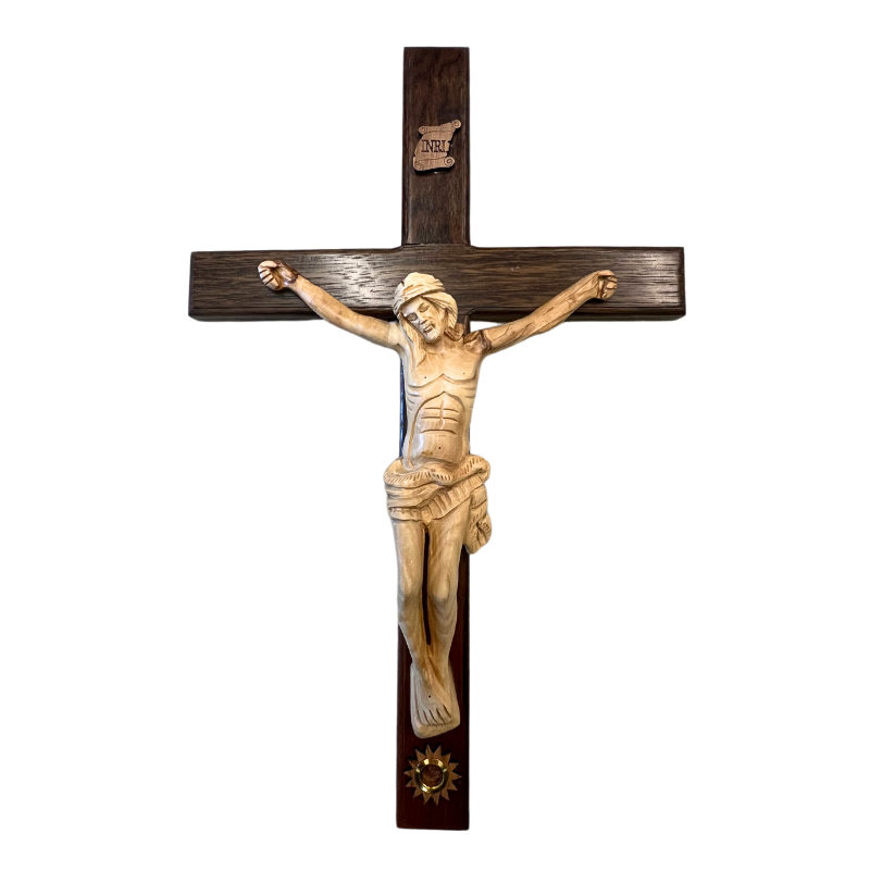 Extra Large Olive Wood Crucifix with Carved Jesus