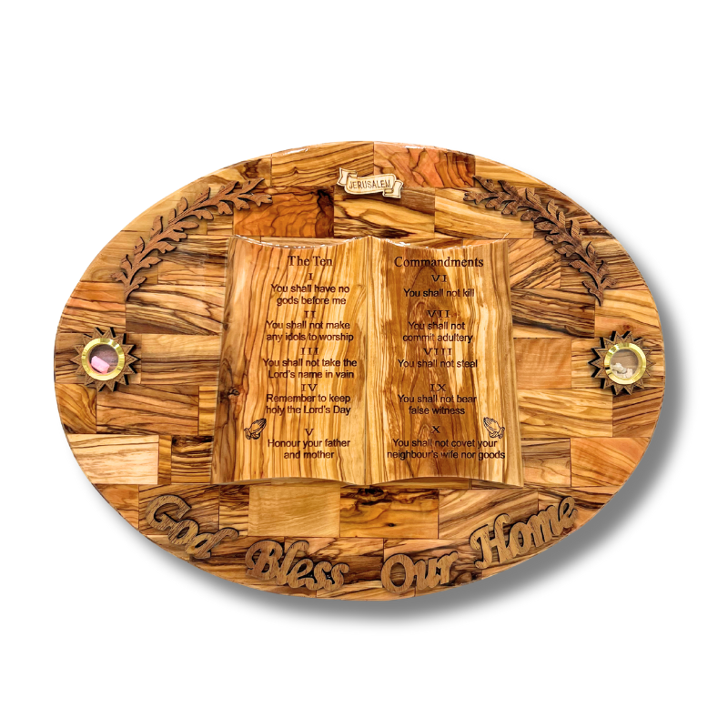 God Bless Our Home Ten Commandments Plaque - 16"x12"