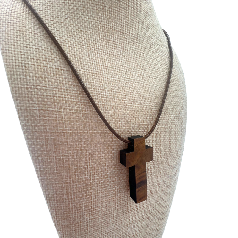 Holy Land Minimalist Olive Wood Cross Pendant