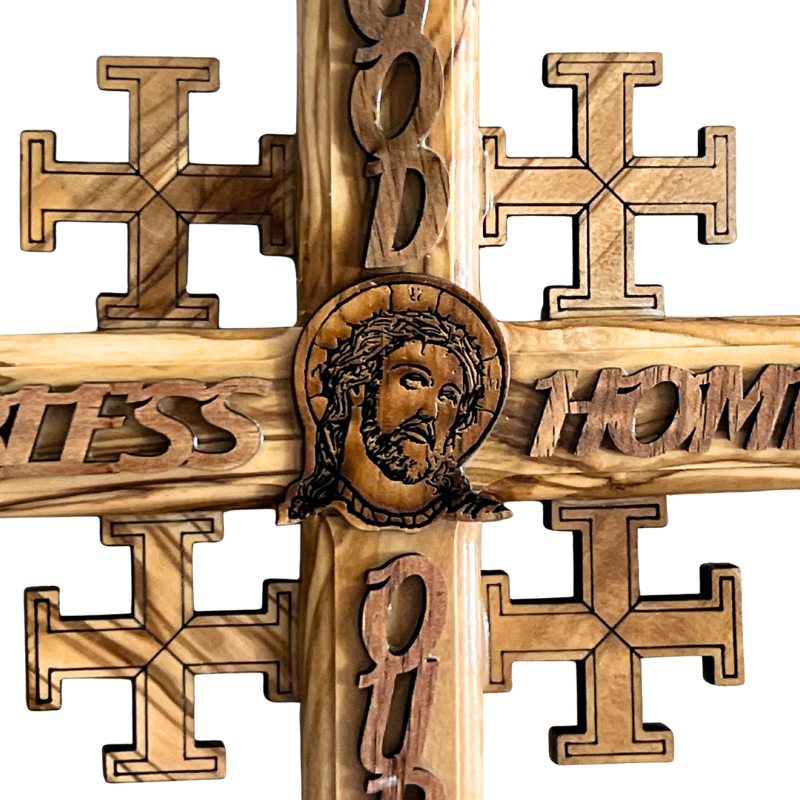 Jerusalem Wall Cross with 4 Holy Land Elements