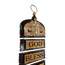 Load image into Gallery viewer, God Bless Our Home with Crucifix Wall Hanging (11.5"x4")