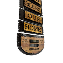 Load image into Gallery viewer, God Bless Our Home with Crucifix Wall Hanging (11.5"x4")