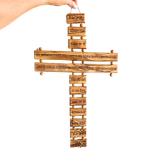 Load image into Gallery viewer, Large Olive Wood Cross with Lord's Prayer in Spanish
