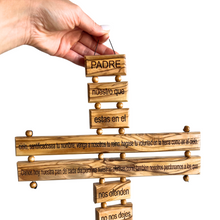 Load image into Gallery viewer, Large Olive Wood Cross with Lord's Prayer in Spanish