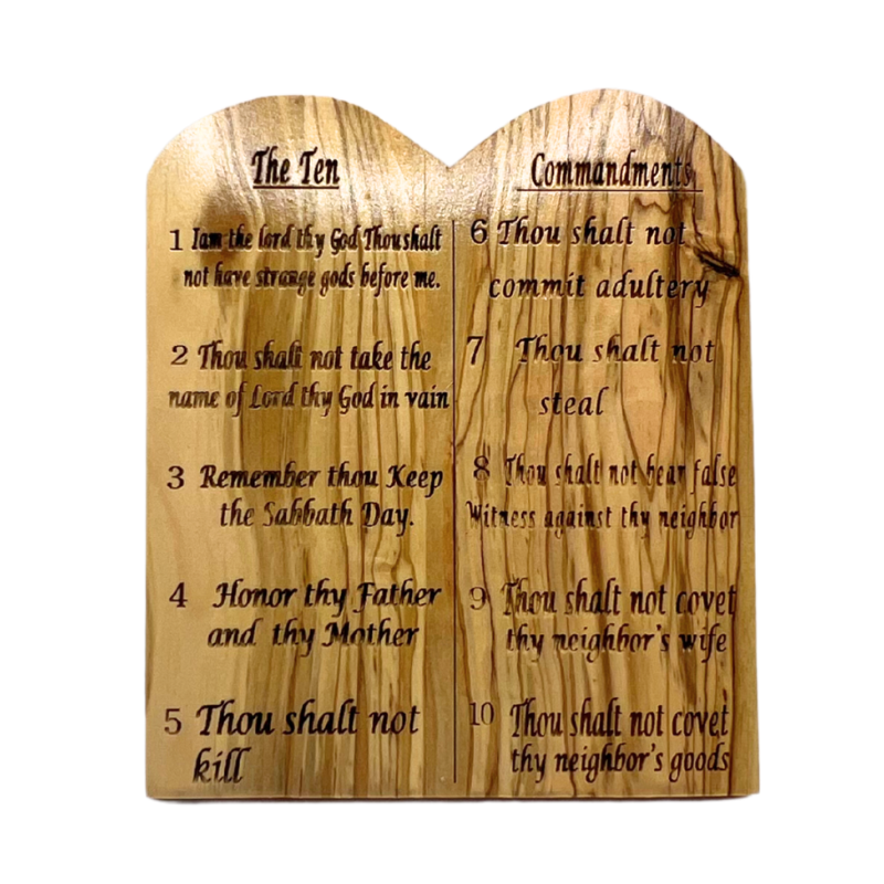NEW* Olive Wood 10 Commandments Desk Plaque