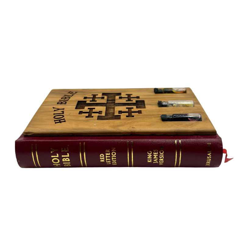 Olive Wood Holy Bible with Holy Land Essentials (King James Version)