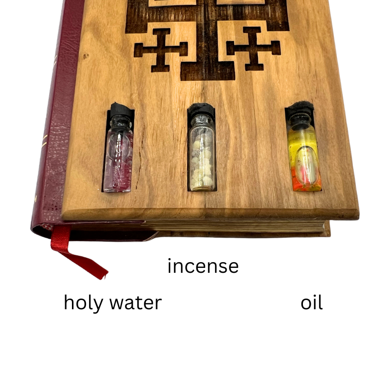 Olive Wood Holy Bible with Holy Land Essentials (King James Version)