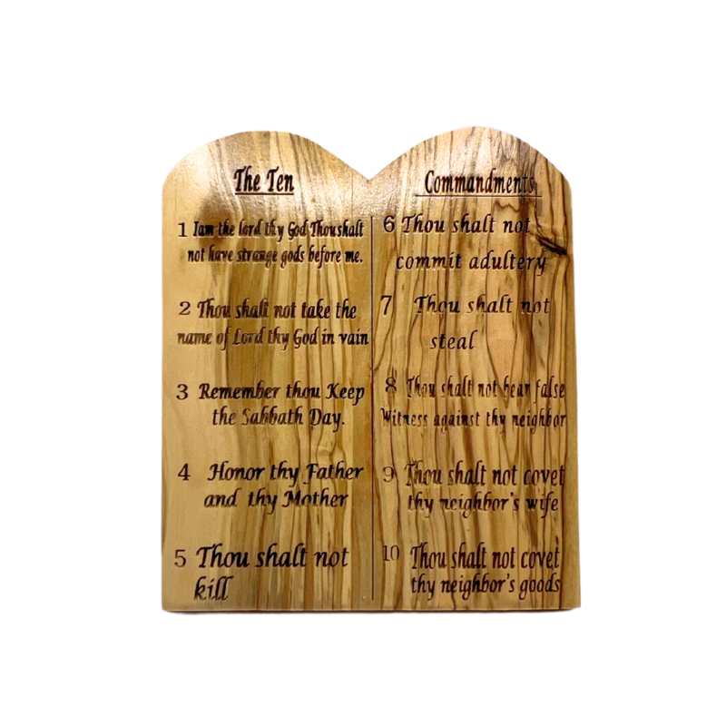 NEW* Olive Wood 10 Commandments Desk Plaque