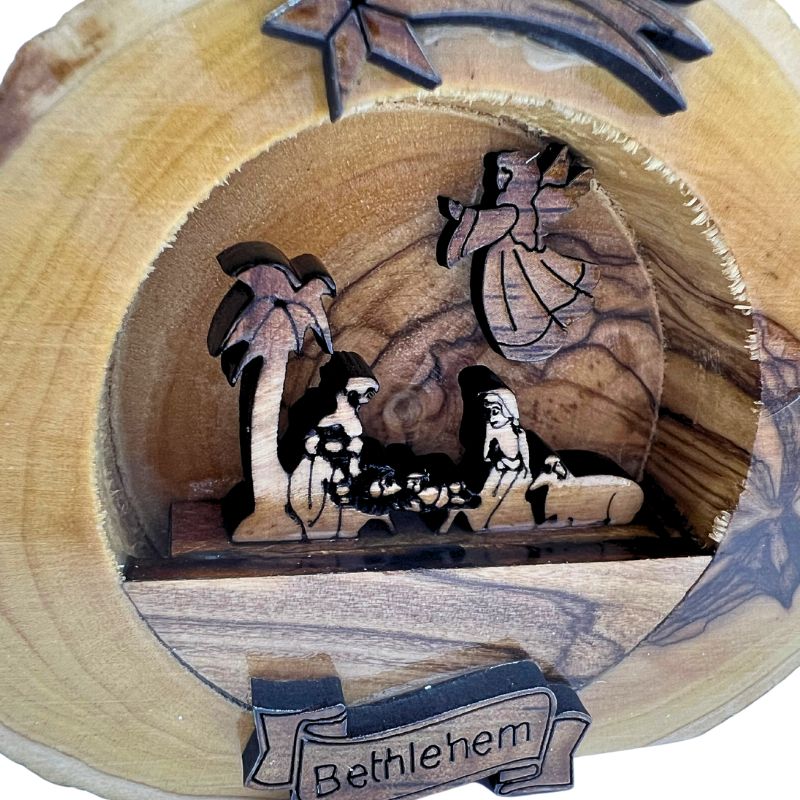 Small Olive Wood Branch Nativity Scene