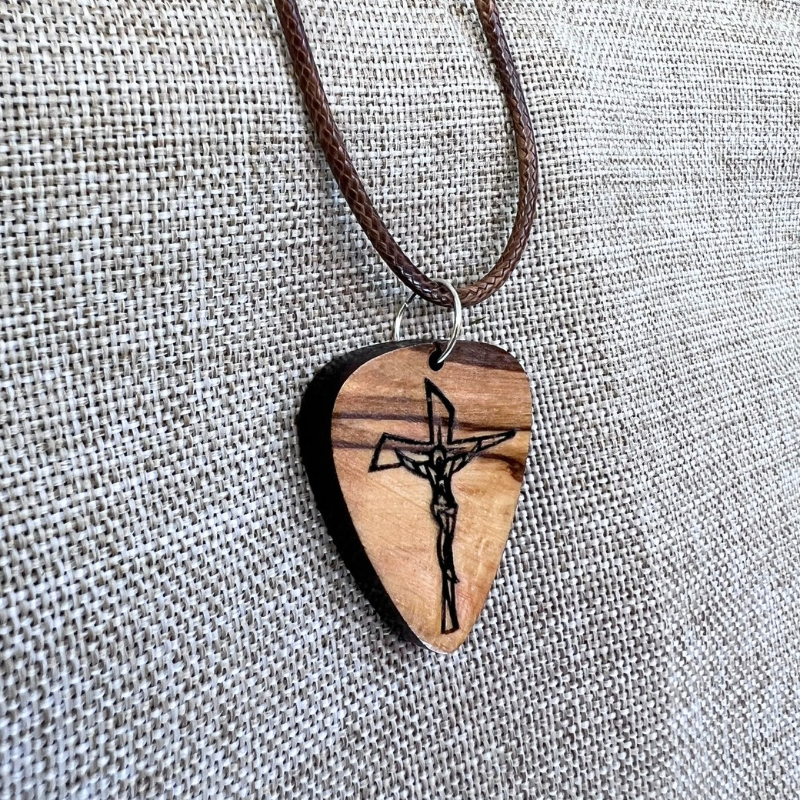 *NEW Holy Land Engraved Crucifix Pendant