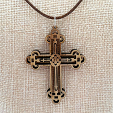 Load image into Gallery viewer, Holy Land Carved Clover-Ends Cross Pendant