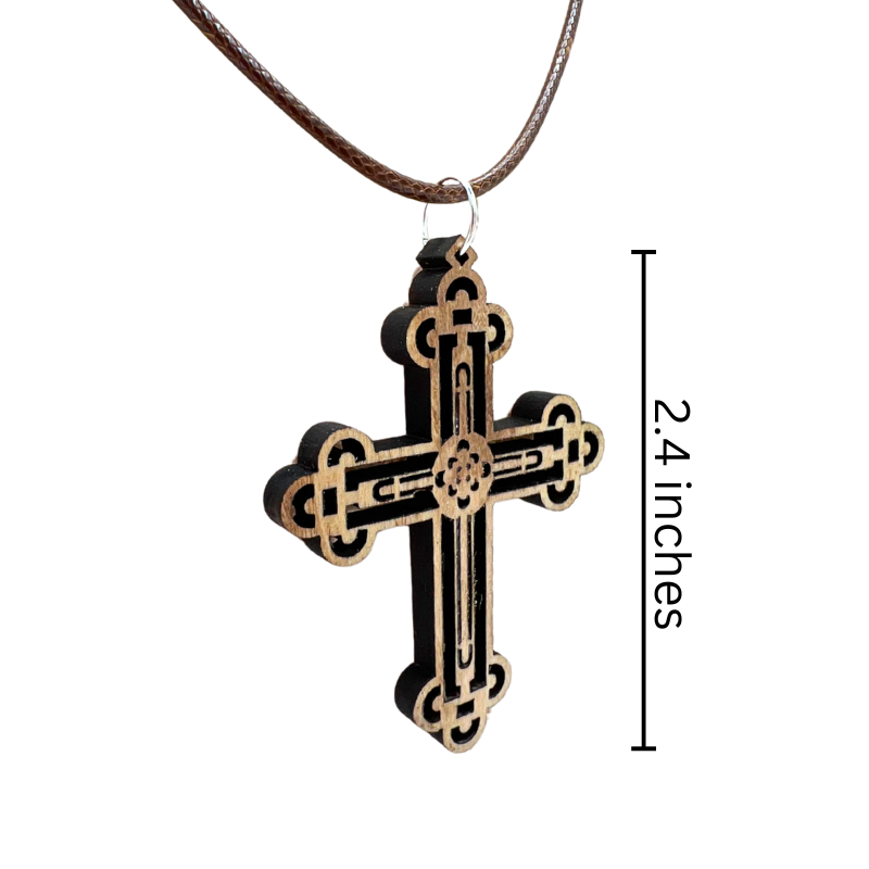 Holy Land Carved Clover-Ends Cross Pendant