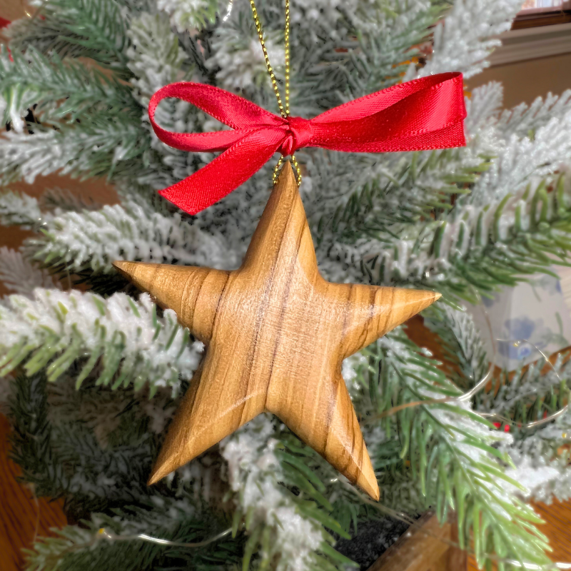 Olive Wood Star Ornament Christmas Ornament