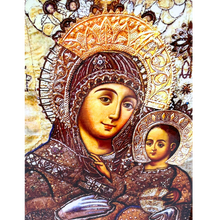 Load image into Gallery viewer, Virgin Mary of Bethlehem "Smiling" with 14 Stations of the Cross Icon