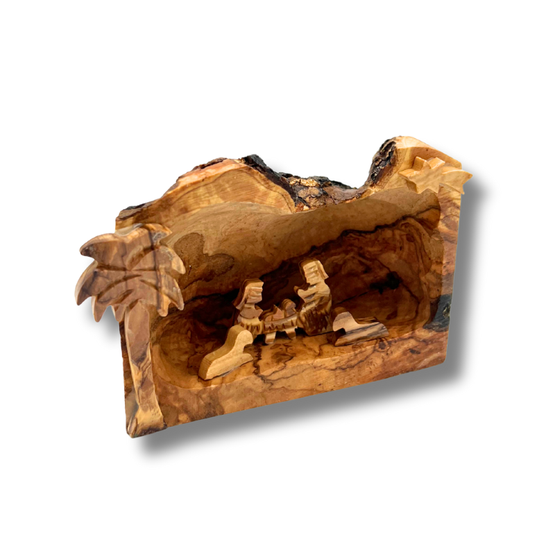 Small Holy Land Nativity Scene Carved in a Cave