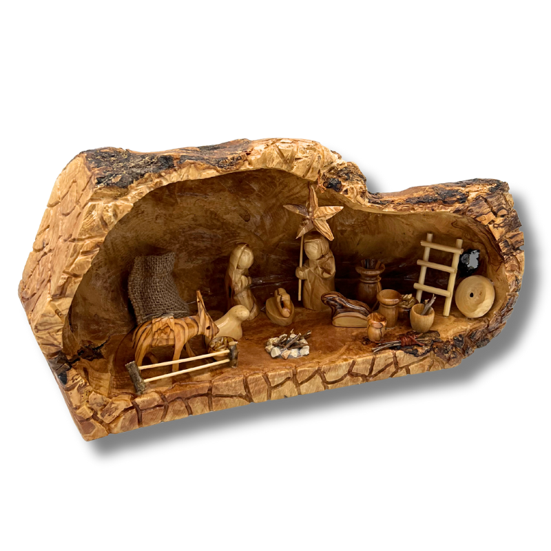 *NEW Nativity Scene in Raw Olive Wood Manger
