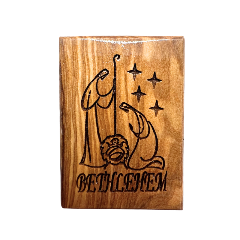 "Born in Bethlehem" Olive Wood Magnet