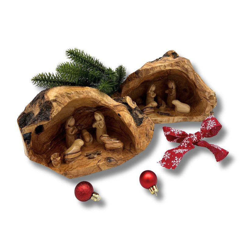 NEW* Olive Wood Nativity Scene in a Cave made in the Holy Land