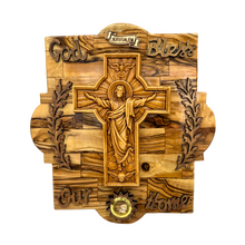 Load image into Gallery viewer, Jesus on a Cross God Bless Our Home Plaque 9.5&quot; x 9&quot;