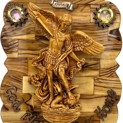 St. Michael God Bless Our Home Plaque 10.5" x 8"