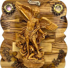 Load image into Gallery viewer, St. Michael God Bless Our Home Plaque 10.5&quot; x 8&quot;
