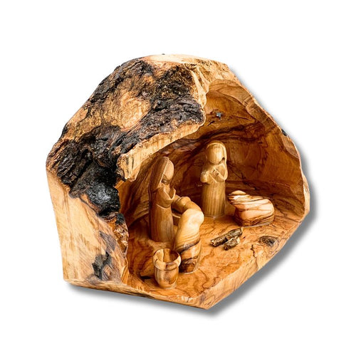 NEW* Olive Wood Nativity Scene in a Cave made in the Holy Land
