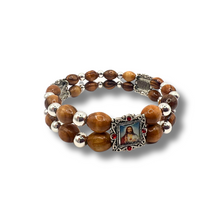 Load image into Gallery viewer, Olive Wood Double Bracelet with icons