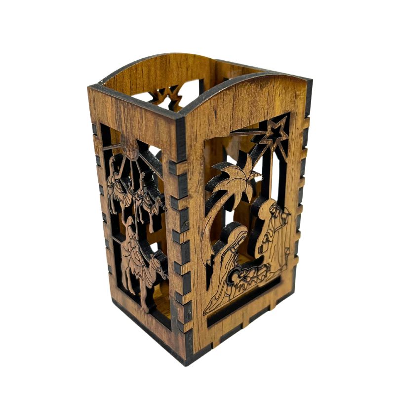 Candle Holder with Nativity Story