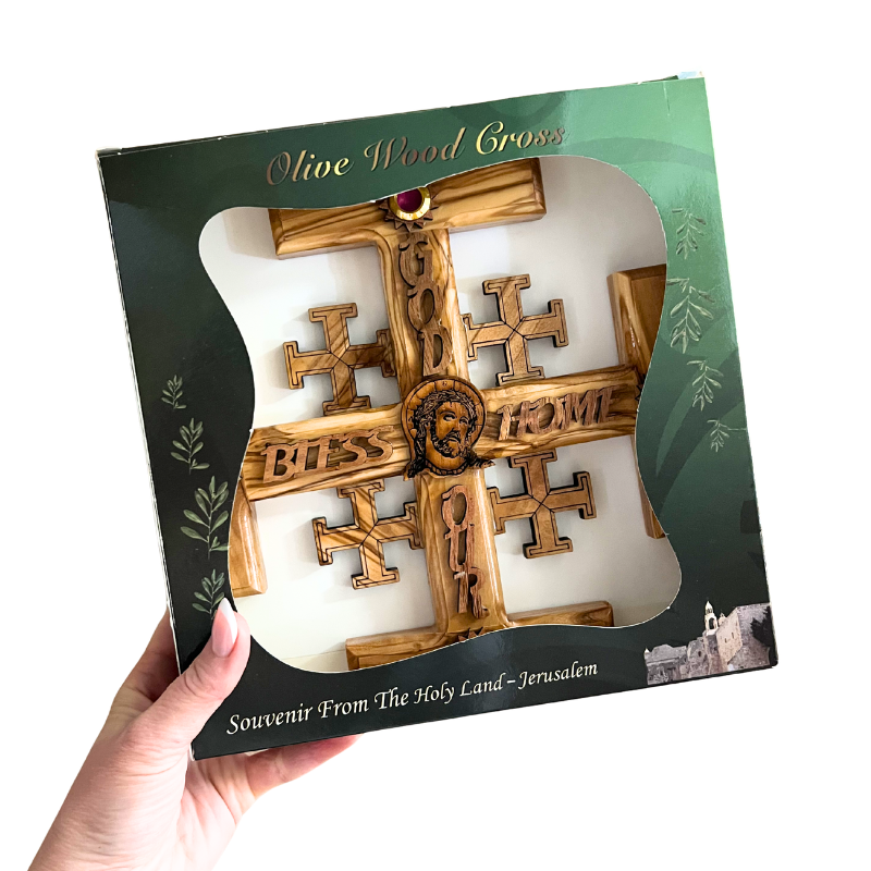 Jerusalem Wall Cross with 4 Holy Land Elements