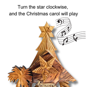 Olive Wood Nativity Scene with Music Box - (8x6 Inches) - OVERSTOCK SALE