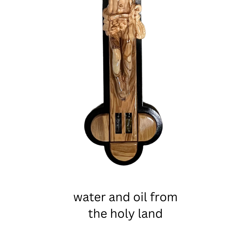 Extra Large Olive Wood Trefoil Crucifix with Carved Jesus