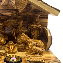 Load image into Gallery viewer, Olive Wood Nativity Set with Music Box (9″ x 5″ x 8″)