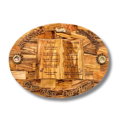 God Bless Our Home Ten Commandments Plaque - 16"x12"