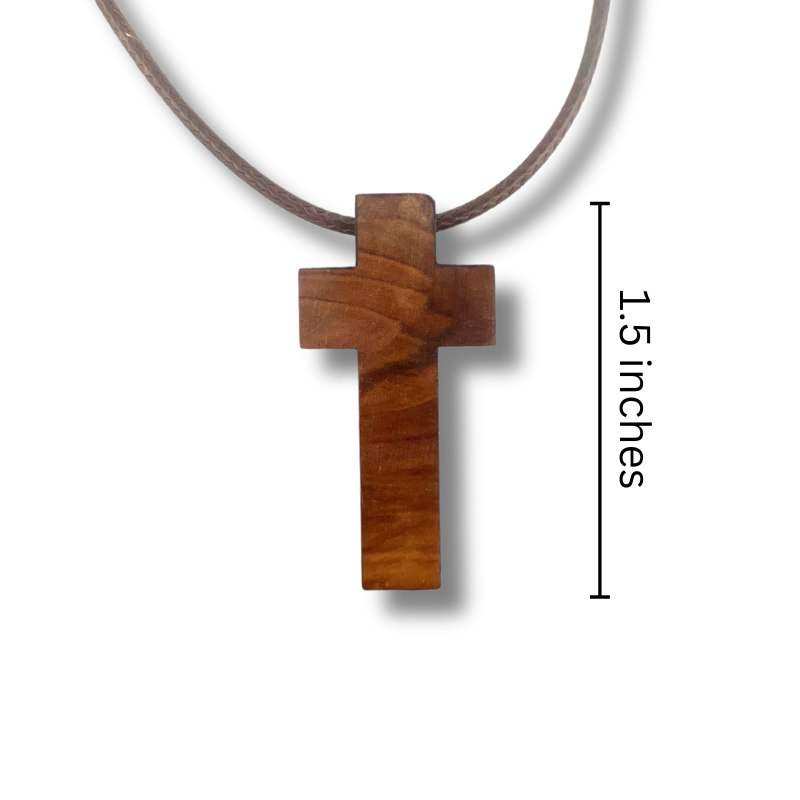 Holy Land Minimalist Olive Wood Cross Pendant