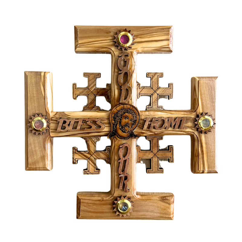 Jerusalem Wall Cross with 4 Holy Land Elements