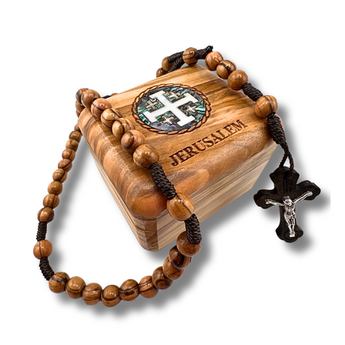 Holy Land Rosary & Keepsake Box Set – Handmade Olive Wood Gift