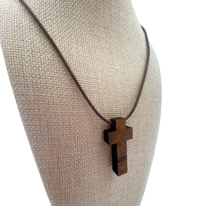 Holy Land Minimalist Olive Wood Cross Pendant