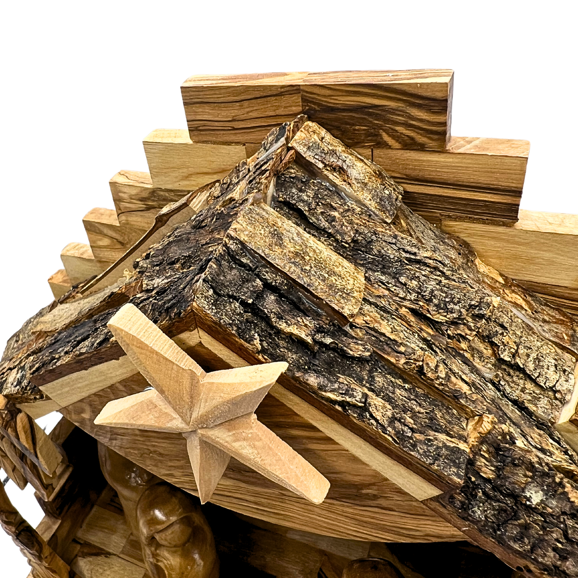Large Olive Wood Nativity Set with Music Box(10.5x10 inches - 12 Piece Set)