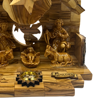 Olive Wood Nativity Set with Music Box ( 9.5 x 5 x  7.0 )