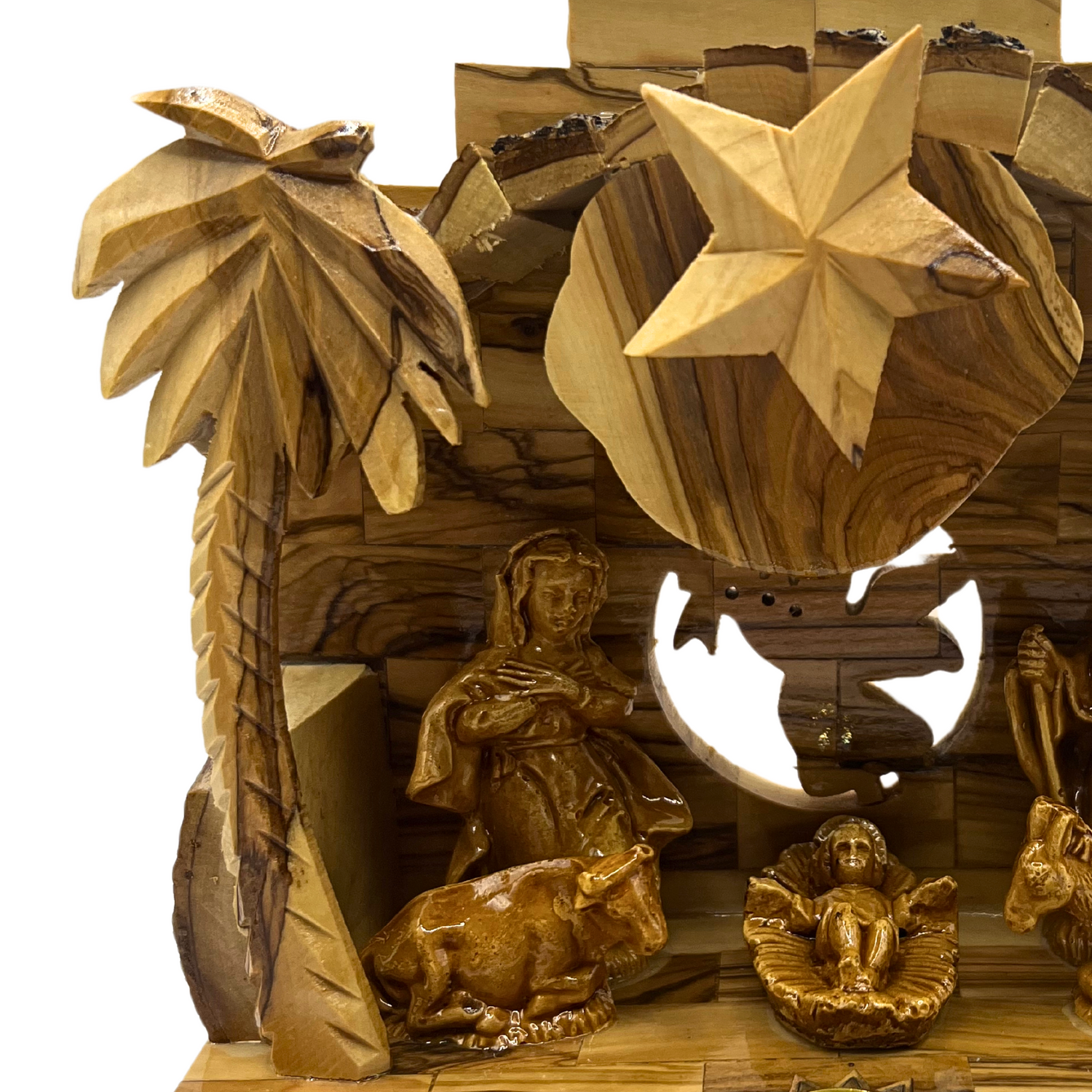 Olive Wood Nativity Set with Music Box ( 9.5 x 5 x  7.0 )
