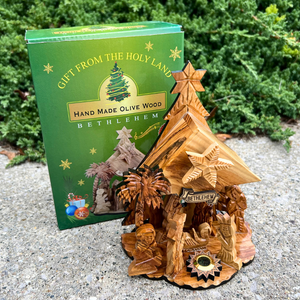 Olive Wood Nativity Scene with Music Box - (8x6 Inches) - OVERSTOCK SALE