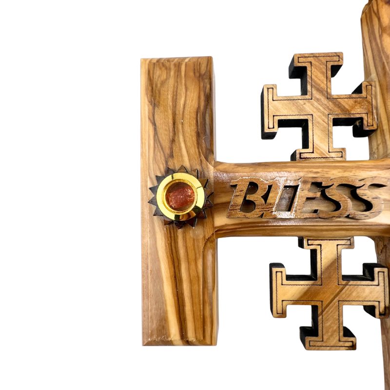 Jerusalem Wall Cross with 4 Holy Land Elements