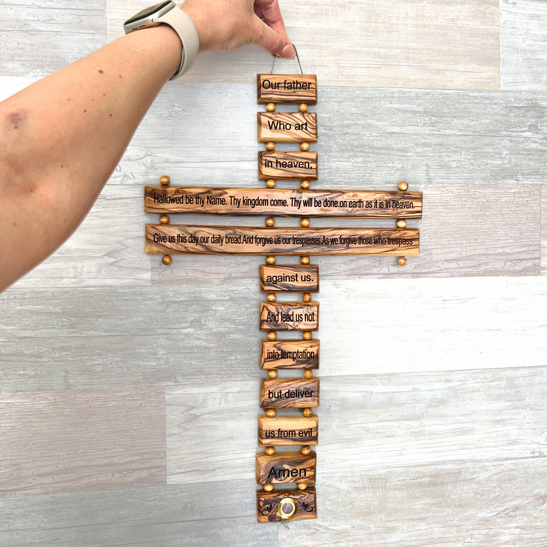 Large Olive Wood Cross with Lord&
