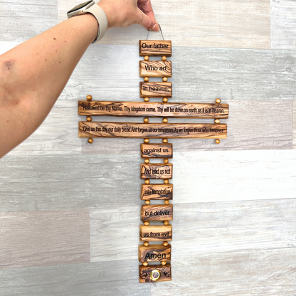 Large Olive Wood Cross with Lord&