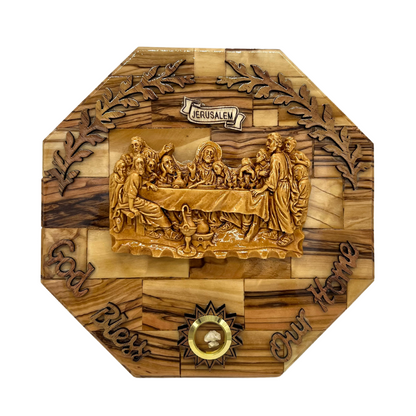 The Last Supper God Bless Our Home Plaque 8" x 8"