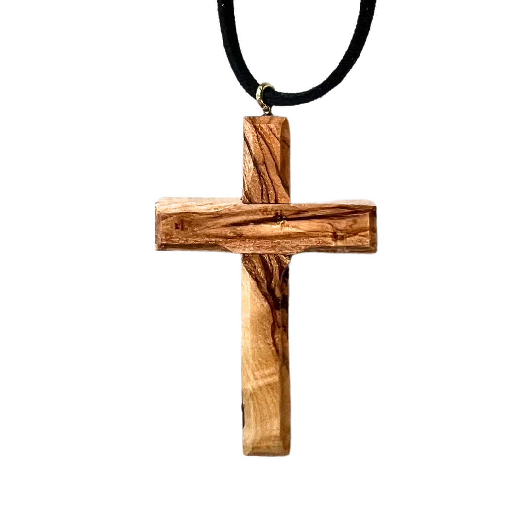 Holy Land Plain Olive Wood Cross Pendant