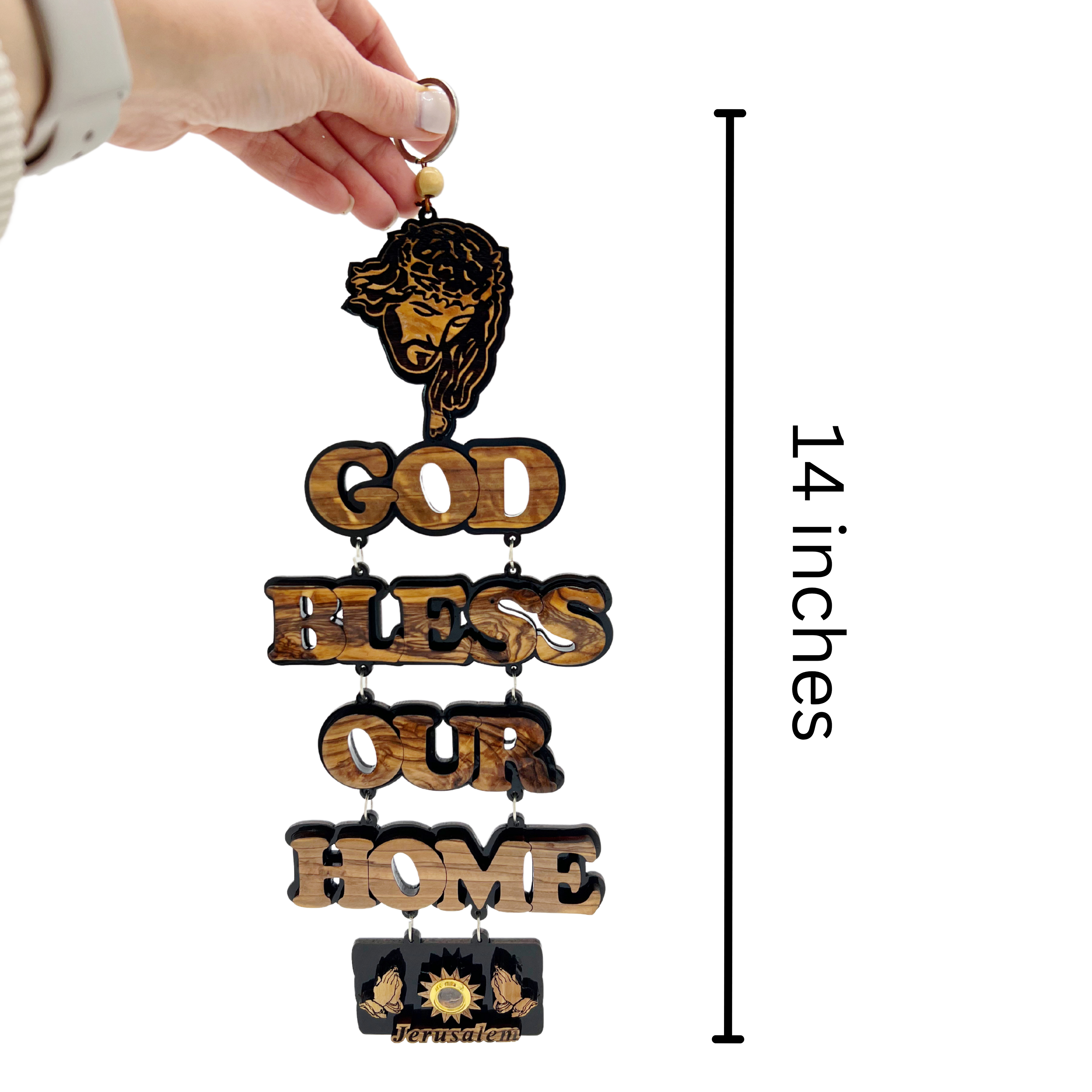 God Bless Our Home with Jesus Face Wall Hanging