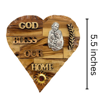 Load image into Gallery viewer, God Bless Our Home with Holy Family and Holy Land Incense Wall Plaque 5.5&quot;