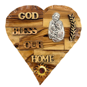 God Bless Our Home with Holy Family and Holy Land Incense Wall Plaque 5.5"